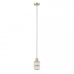 Złota kryształowa lampa wisząca pojedyncza do salonu nad stół glamour Alma Italux PND-40668-1-HBR