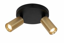 Nowoczesny plafon lampa sufitowa czarno-złota regulowane dwie tuby uniwersalna minimalistyczna aluminiowa RITMO 09942/12/02 Lucide