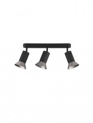 Klasyczna lampa sufitowa 3-płomienna listwa regulowane czarne tuby brązowy dekor aluminiowa ozdobne wgłębienia uniwersalna możliwość ściemniania MARENZO LE45609 Luces Exclusivas