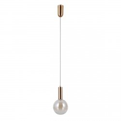 Złota szklana lampa wisząca kula bursztynowy szklany Strela Italux PND-34378-1S-HBR