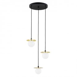 Minimalistyczna Lampa Wisząca Czarno Mosiężna Biały Szklany Klosz Kula TREVI 6240 ARGON