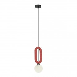 Czerwona lampa wiszaca kula biała Masso Italux PND-59839-1-RED