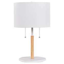 Klasyczna Lampka Stołowa Biała Drewniane Elementy FOGO LP-0304/2T WH LIGHT PRESTIGE