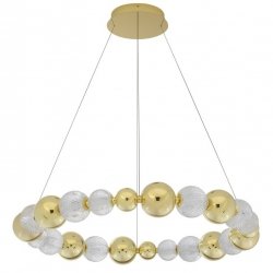 Molekularna ZŁOTA Lampa Wisząca Ring Glamour LUCES EXCLUSIVAS PONCE LE42703 Żyrandol Kryształowy Art Deco