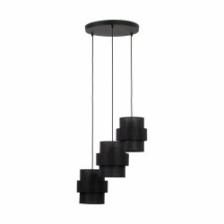Dekoracyjna lampa wisząca w stylu boho czarne abażury rystykalna industrialna potrójna nad stół do salonu jadalni sypialni CALISTO 3 BLACK 5981 TK-Lighting
