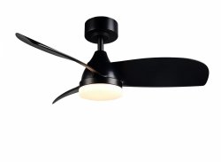 Nowoczesna lampa sufitowa z wiatrakiem LED czarna klasyczna minimalistyczna metalowa ściemnialna na pilota HELSINKI R62732132 Rl