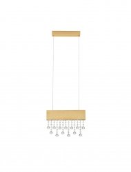 Złota aluminiowa lampa wisząca LED listwa z kryształkami designerska glamour możliwość ściemniania OLEVIRA LE45145 Luces Exclusivas