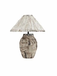 Lampka stołowa nocna ceramiczna tkaninowy abażur boho rustykalna industrialna Luces Exclusivas