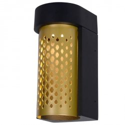Kinkiet Ścienny Ogrodowy Czarno Złoty Vintage KIRAN 45800/10/02 LUCIDE