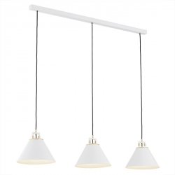 Lampa Wisząca Vintage Biała Listwa Potrójna Z Mosiężnym Akcentem  ORTE 6173 ARGON