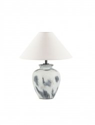 Lampka stołowa nocna biały abażur podstawa ceramiczna dekoracyjna na komodę Luces Exclusivas