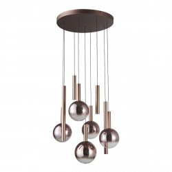 Miedziana lampa wisząca szklane dymione kule LED 54W 3000K Camino Italux PND-24038-9A-COPP