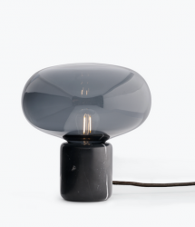Lampka stołowa nocna okrągła marmurowa szklany klosz nowoczesna designerska dekoracyjna na komodę 23cm Karl-Johan 20311 New Works