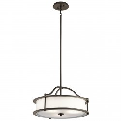 Lampa wisząca półplafon Emory 3 źródła światła stary brąz klasyczna metal i szkło KL-EMORY-P-S KICHLER