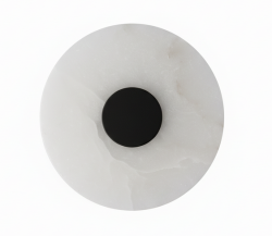 Czarny okrągły kinkiet dekoracyjny z marmuru Art Deco Yaskr DALINIA WL0114-BK