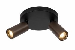 Nowoczesny plafon lampa sufitowa czarno-brązowa regulowane dwie tuby uniwersalna minimalistyczna aluminiowa RITMO 09942/12/97 Lucide
