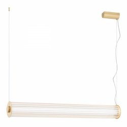Efektowna lampa wisząca z ryflowanego transparentnego szkła tuba 80 cm złote elementy z mosiądzu LED HAMPTON 8627 Argon