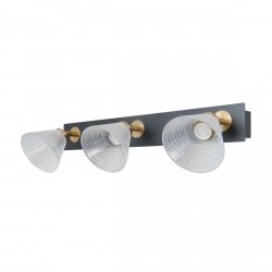 Nowoczesny potrójny led Orella Italux WL-34393-3-BK-HBR czarny mat złoty szklany klosz 