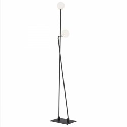 Nietuzinkowa lampa podłogowa stojąca taniec designerska białe kule szklane minimalistyczna czarna stal FARON 893 Argon