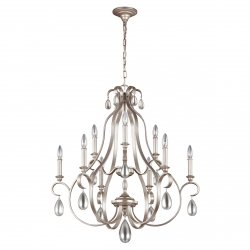Lampa wisząca DeWitt 9 źródeł światła ciepłe srebro elegancka uniwersalna szkło i metal FE-DEWITT9 FEISS