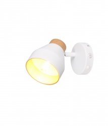 Nowoczesny kinkiet lampa ścienna biała regulowana klasyczna minimalistyczna metalowa uniwersalna drewniany dekor VALENTIN R81921731 Rl