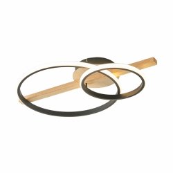 Nowoczesna Lampa Sufitowa LED Plafon Czarny + Naturalne Drewno ALMERIA MX3913-2-3BWLT ZUMA LINE 