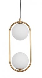 ZŁOTA LAMPA WISZĄCA BIAŁA SZKLANA KULA GLAMOUR RENGO LE41772 LUCES EXCLUSIVAS