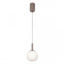 Brązowa szklana lampa wisząca pojedyncza mleczny biały klosz Montes Italux PND-02217-1-BRO