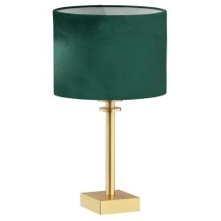 Lampa stołowa elegancka lampka nocna do salonu złota zielony abażur welur mosiądz szczotkowany ABBANO 8106 Argon