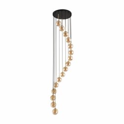 Efektowna dekoracyjna lampa wisząca w kolorze czarno złotym kaskadowa bursztynowe klosze AURORA 6023 TK-Lighting
