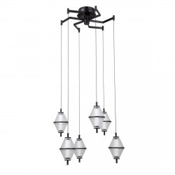 Lampa wisząca Fuente Italux PND-34395-6-BK ozdobna siatkowany klosz czarny