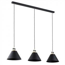 Lampa Wisząca Vintage Czarna Listwa Potrójna Z Mosiężnym Akcentem ORTE 6174 ARGON