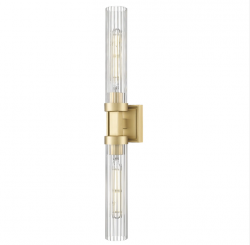 Kinkiet mosiężna tubka z ryflowanego szkła minimalistyczny klasyczny dekoracyjny góra-dół QUINCY W02897BR Cosmo Light