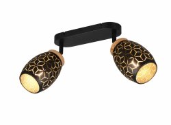 Nowoczesny plafon lampa sufitowa podwójna czarna regulowane tuby klasyczna w stylu orientalnym metalowa drewniany dekor BIDAR R81572080 Rl