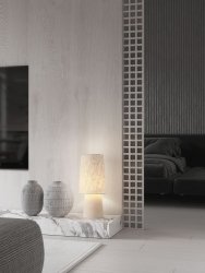 Lampka stołowa nocna lniana abażurowa biała rystykalna boho industrialna Luces Exclusivas