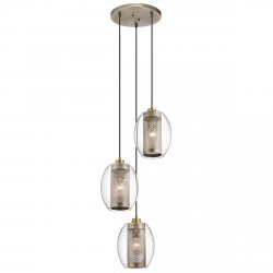 Lampa wisząca Asher II - 3 źródła światła industrialna szkło i stal regulacja wysokości KL-ASHER-3PC-AP KICHLER