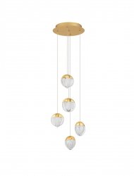 Lampa wisząca LED wielopunktowa szklana złota okrągła designerska uniwersalna ściemnialna Luces Exclusivas 9124123