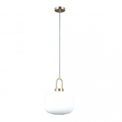Minimalistyczna lampa wisząca FOSSE Italux PND-408817-1-HBR-WH karbowany klosz biały do jadalni nad wyspę stół art deco