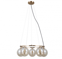 Lampa wisząca złota bursztynowe szklane klosze na okręgu designerska nowoczesna MOLITE PND-1098-5R-HB Italux