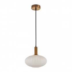 Dekoracyjna złota lampa wisząca w stylu ART DECO biały szklany ryflowany klosz DELLA PND-31982-1B-GD Italux