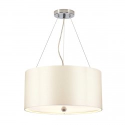 Lampa wisząca 46 cm Pearce 3 źródła światła polerowany chrom jedwabny abażur minimalistyczna DL-PEARCE18-3LT-IV-PC ELSTEAD LIGHTING