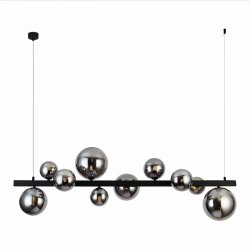 Czarna molekularna lampa wisząca listwa szklane klosze w kolorze dymiony chrom BUBBLES 10 SMOKY AZ5866 + AZ5873 Azzardo 