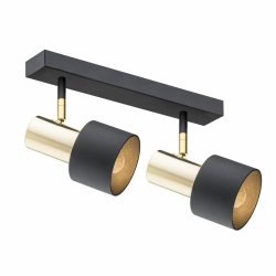 Nowoczesny kinkiet plafon 2-płomienny metalowy czarny złote detale reflektory regulowane belka kielich elegancki DORIA 925 Argon