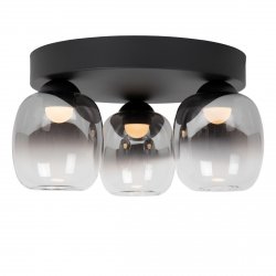 Nowoczesny plafon lampa sufitowa LED potrójna czarna szklane klosze uniwersalna minimalistyczna ściemnialna TAMINO 74119/15/30 Lucide