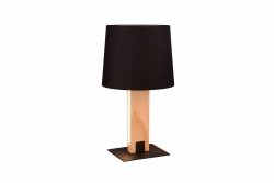 Nowoczesna Dekoracyjna Lampka Stołowa Drewniana Z Czarnym Abażurem RAHUL 547610232 TRIO