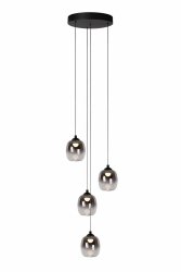 Nowoczesna lampa wisząca LED 4-płomienna owalny szklany klosz czarny minimalistyczna uniwersalna ściemnialna TAMINO 74419/20/30 Lucide