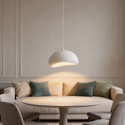 Nowoczesna biała lampa wisząca półokrągły klosz minimalistyczna uniwersalna skandynawska NUBE LP-0030/1P 30cm WH Light Prestige