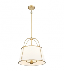 Klasyczna lampa wisząca mosiężna abażurowa dekoracyjna z geometrycznym detalem SAVANNAH P03538BR-WH