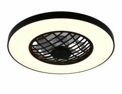 Nowoczesna lampa sufitowa z wiatrakiem LED czarna okrągła klasyczna minimalistyczna zmiana kolorów ściemnialna na pilota LINKÖPING R64462102 Rl