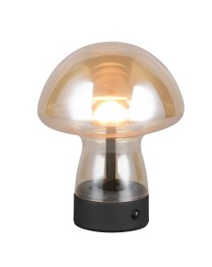 Lampka stołowa nocna bursztynowa LED szklana grzybek designerska nowoczesna dekoracyjna ściemnialna na komodę DOOLEY R54981113 Rl